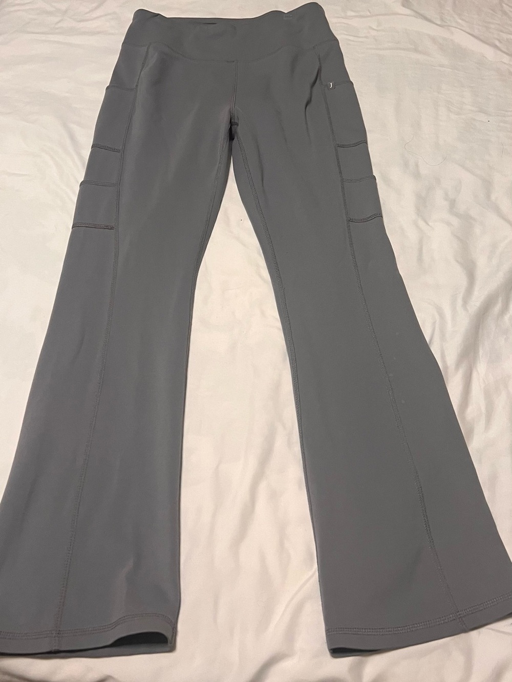 Jaanuu Gray Boot-Cut Flare Scrub Bottoms